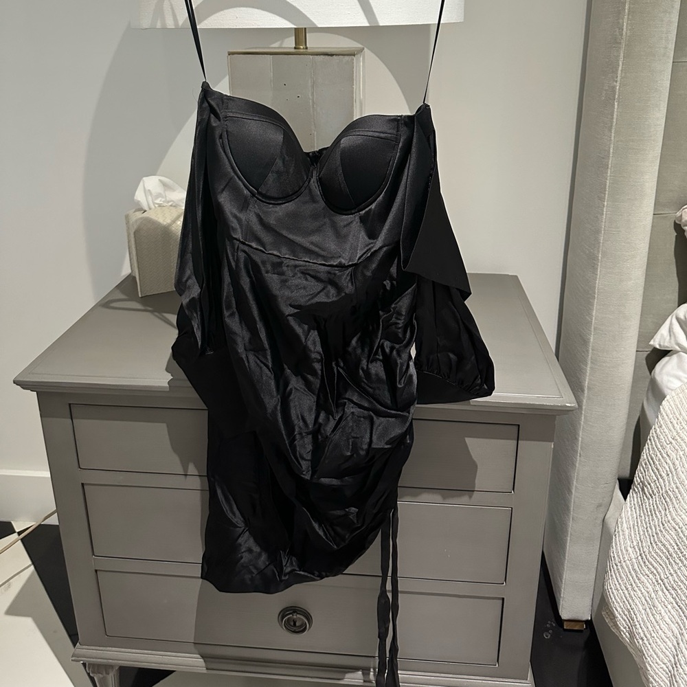 Retrofete black satin dress. Size medium. Worn once